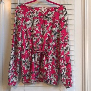 Pink tie waist blouse